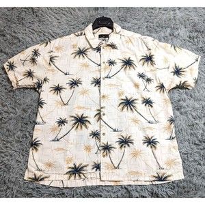 FINS‎ Hawaiian Shirt Adult Size XL XLarge Cotton Palms Fish Floral Camp Mens